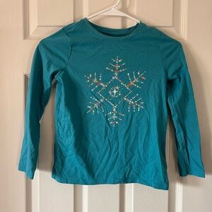 Cat & Jack Medium 7/8 Teal Snowflake Long-sleeved T-shirt